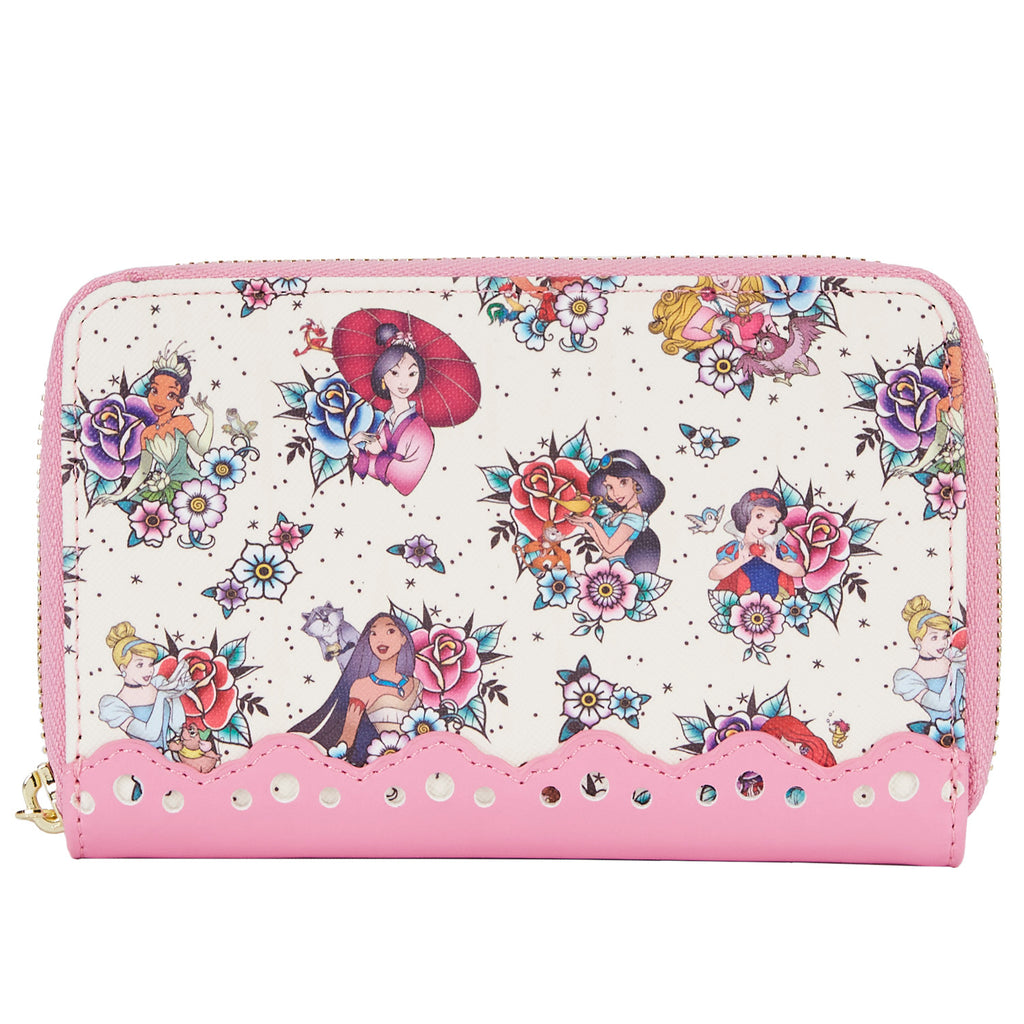 Loungefly - Disney - Princess Tattoo AOP Zip Around Wallet – Blashful